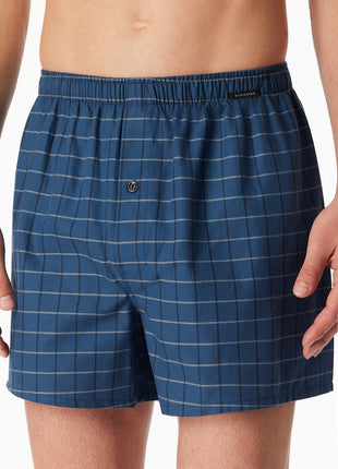 Schiesser boxershort 2 pack organic cotton blauw ruiten heren