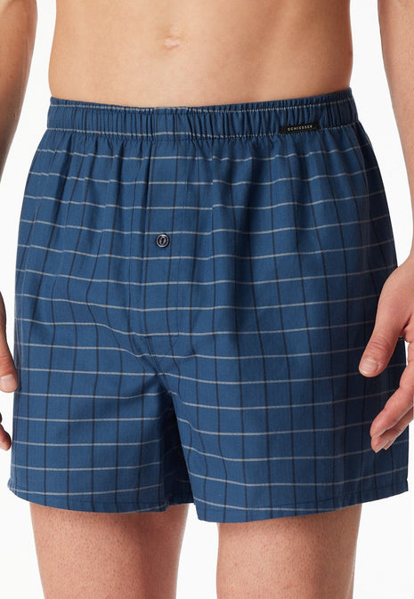 Schiesser boxershort 2 pack organic cotton blauw ruiten heren