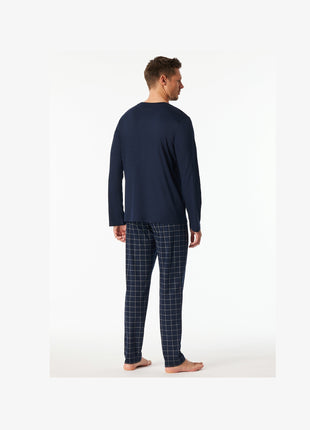 Schiesser pyjama lange broek fine interlock nightblue heren