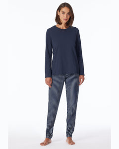 Schiesser pyjama lange broek uncover dark blue dames