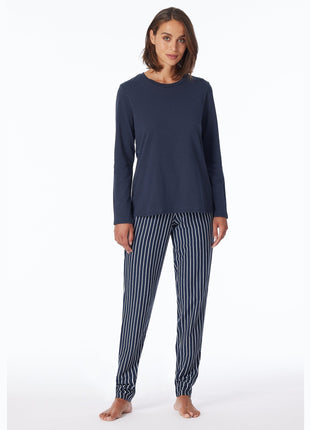 Schiesser pyjama lange broek uncover dark blue dames