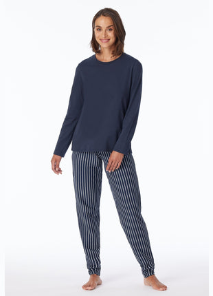 Schiesser pyjama lange broek uncover dark blue dames
