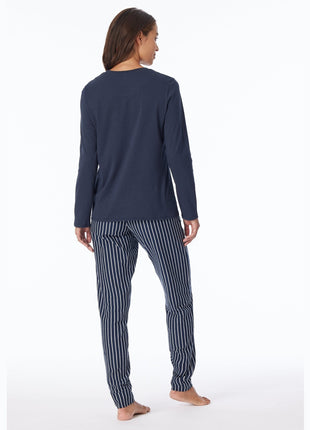 Schiesser pyjama lange broek uncover dark blue dames