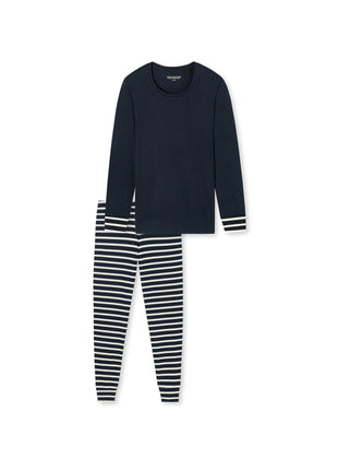 Schiesser pyjama lange gestreepte broek casual essentials midnight blue dames