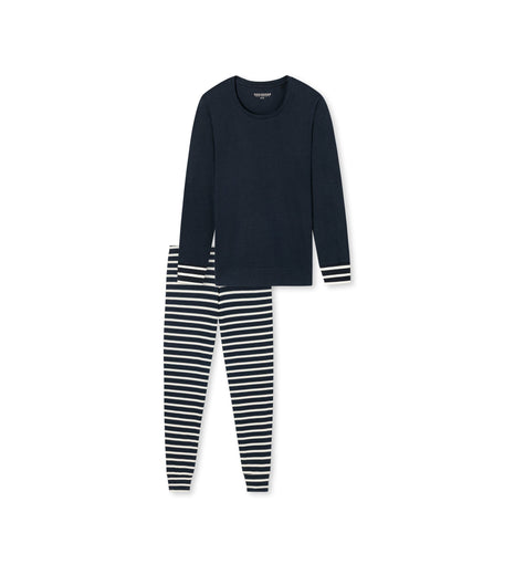 Schiesser pyjama lange gestreepte broek casual essentials midnight blue dames