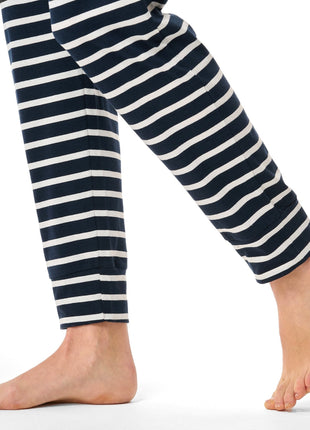 Schiesser pyjama lange gestreepte broek casual essentials midnight blue dames