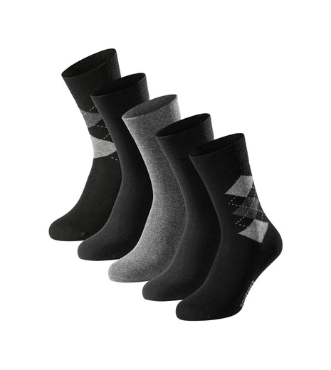Schiesser sokken 5 paar bluebird stay fresh socks zwart gecombineerd heren
