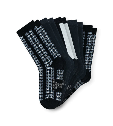 Schiesser sokken 5 paar bluebird stay fresh socks grijs gecombineerd grafic dames