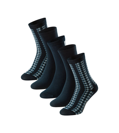 Schiesser sokken 5 paar bluebird stay fresh socks grijs gecombineerd grafic dames