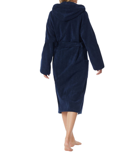 Schiesser badjas essentials bathrobe with hood navy dames 128545-815 Schiesser peignoir essentials bathrobe with hood navy femmes