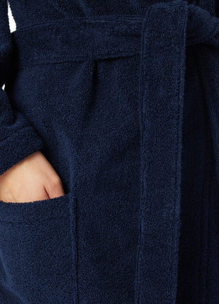 Schiesser badjas essentials bathrobe with hood navy dames 128545-815 Schiesser peignoir essentials bathrobe with hood navy femmes