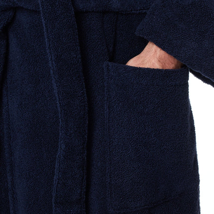 Schiesser badjas essentials bathrobe with hood navy heren 128546-815 Schiesser peignoir essentials bathrobe with hood navy hommes