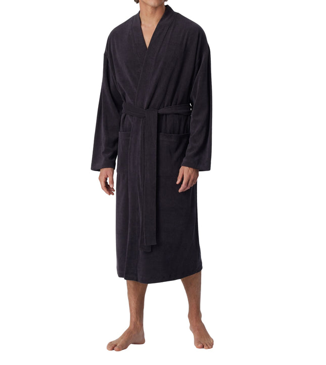Schiesser badjas feather terry bathrobe anthracite heren 128546-815 Schiesser peignoir feather terry bathrobe anthracite hommes