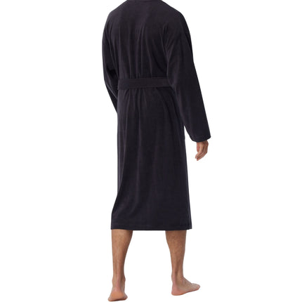 Schiesser badjas feather terry bathrobe anthracite heren 128546-815 Schiesser peignoir feather terry bathrobe anthracite hommes