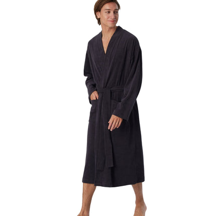 Schiesser badjas feather terry bathrobe anthracite heren 128546-815 Schiesser peignoir feather terry bathrobe anthracite hommes