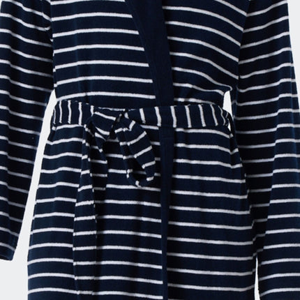 Schiesser badjas feather terry bathrobe with hood navy dames 181535-815 Schiesser peignoir feather terry bathrobe with hood navy femmes