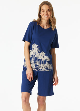 Schiesser pyjama korte broek blue dames 183669-800 Schiesser pyjama pantalon court blue femmes