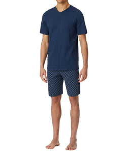 Schiesser pyjama korte broek casual essentials admiral blue heren 182200-801 Schiesser pyjama pantalon court casual essentials admiral blue hommes
