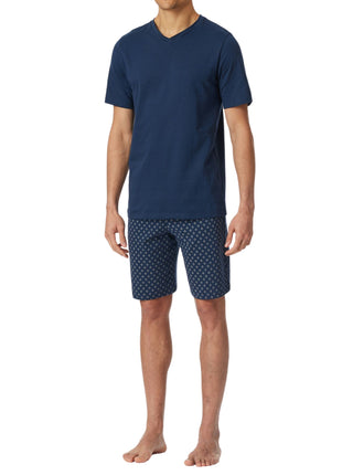 Schiesser pyjama korte broek casual essentials admiral blue heren 182200-801 Schiesser pyjama pantalon court casual essentials admiral blue hommes
