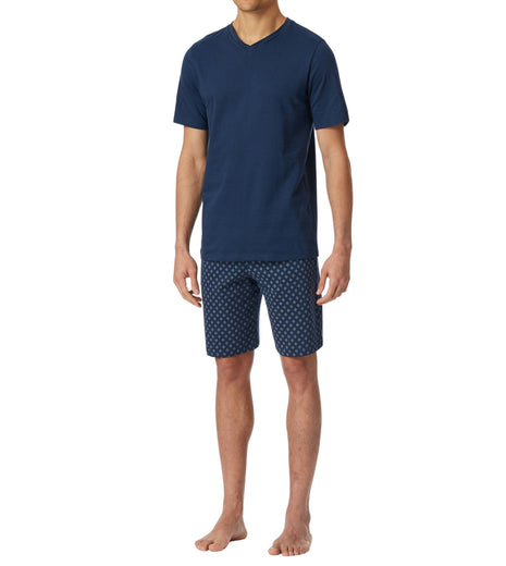 Schiesser pyjama korte broek casual essentials admiral blue heren 182200-801 Schiesser pyjama pantalon court casual essentials admiral blue hommes
