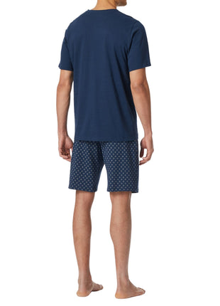 Schiesser pyjama korte broek casual essentials admiral blue heren 182200-801 Schiesser pyjama pantalon court casual essentials admiral blue hommes
