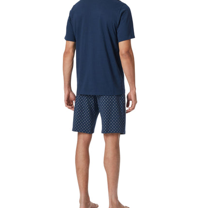 Schiesser pyjama korte broek casual essentials admiral blue heren 182200-801 Schiesser pyjama pantalon court casual essentials admiral blue hommes
