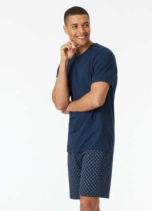 Schiesser pyjama korte broek casual essentials admiral blue heren 182200-801 Schiesser pyjama pantalon court casual essentials admiral blue hommes
