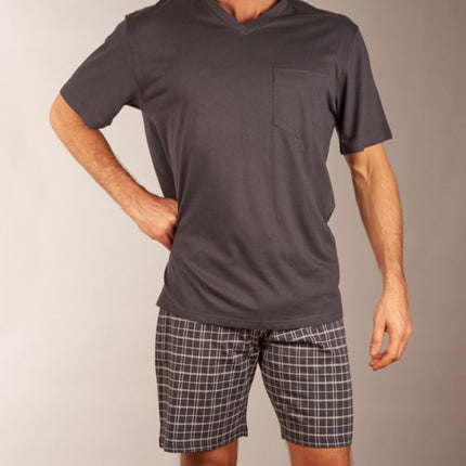 Schiesser pyjama korte broek ebony anthracite heren 159636-203 Schiesser pyjama pantalon court ebony anthracite hommes
