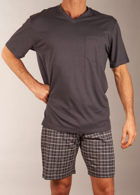 Schiesser pyjama korte broek ebony anthracite heren 159636-203 Schiesser pyjama pantalon court ebony anthracite hommes
