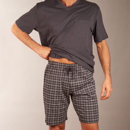 Schiesser pyjama korte broek ebony anthracite heren 159636-203 Schiesser pyjama pantalon court ebony anthracite hommes
