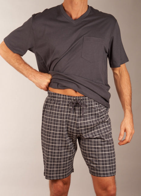 Schiesser pyjama korte broek ebony anthracite heren 159636-203 Schiesser pyjama pantalon court ebony anthracite hommes
