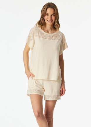 Schiesser pyjama korte broek modern allure pearl dames 183609-104 Schiesser pyjama pantalon court modern allure pearl femmes