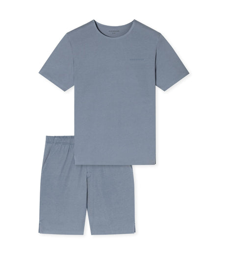 Schiesser pyjama korte broek modern bonded blue heren 183633-808 Schiesser pyjama pantalon court modern bonded blue hommes