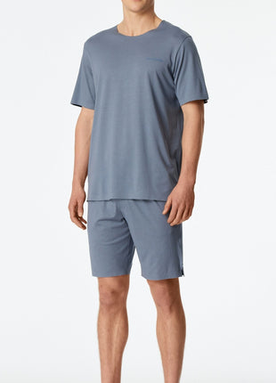 Schiesser pyjama korte broek modern bonded blue heren 183633-808 Schiesser pyjama pantalon court modern bonded blue hommes