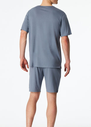 Schiesser pyjama korte broek modern bonded blue heren 183633-808 Schiesser pyjama pantalon court modern bonded blue hommes