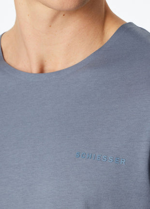 Schiesser pyjama korte broek modern bonded blue heren 183633-808 Schiesser pyjama pantalon court modern bonded blue hommes