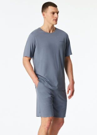 Schiesser pyjama korte broek modern bonded blue heren 183633-808 Schiesser pyjama pantalon court modern bonded blue hommes