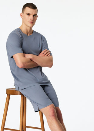 Schiesser pyjama korte broek modern bonded blue heren 183633-808 Schiesser pyjama pantalon court modern bonded blue hommes