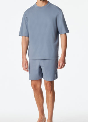 Schiesser pyjama korte broek modern nightwear blue heren 183631-808 Schiesser pyjama pantalon court modern nightwear blue hommes