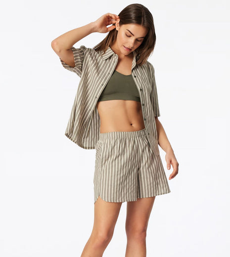 Schiesser pyjama korte broek selected premium olive dames 183601-707 Schiesser pyjama pantalon court selected premium olive femmes