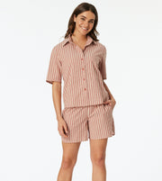 Schiesser pyjama korte broek selected premium terracotta dames