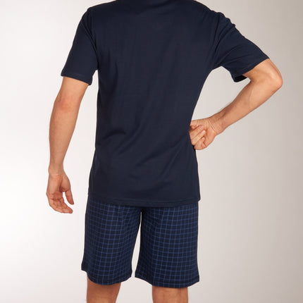 Schiesser pyjama korte broek uncover midnight blue heren 177164-804 Schiesser pyjama pantalon court uncover midnight blue hommes
