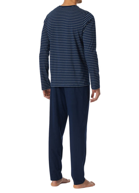 Schiesser pyjama lange broek casual essentials admiral blue heren 182197-801 Schiesser pyjama pantalon long casual essentials admiral blue hommes