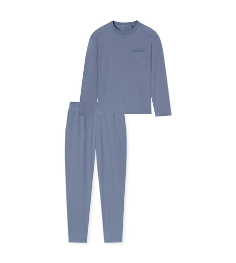 Schiesser pyjama lange broek modern nightwear blue heren 183630-808 Schiesser pyjama pantalon long modern nightwear blue hommes