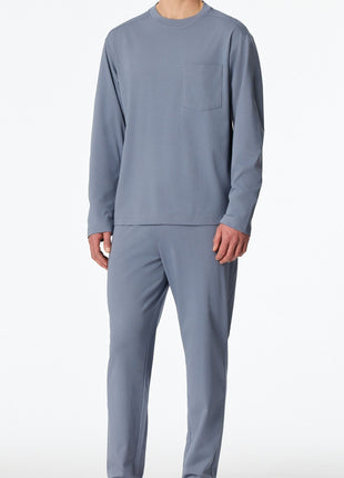 Schiesser pyjama lange broek modern nightwear blue heren 183630-808 Schiesser pyjama pantalon long modern nightwear blue hommes