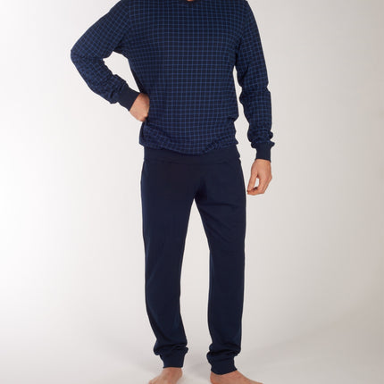 Schiesser pyjama lange broek uncover midnight blue heren 177162-804 Schiesser pyjama pantalon long uncover midnight blue hommes
