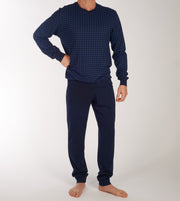 Schiesser pyjama lange broek uncover midnight blue heren