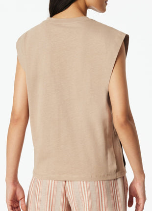 Schiesser pyjamashirt mix + relax sleeveless mocha dames 183674-318 Schiesser haut de pyjama mix + relax sleeveless mocha femmes