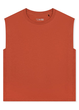 Schiesser pyjamashirt mix + relax sleeveless terracotta dames 183674-532 Schiesser haut de pyjama mix + relax sleeveless terracotta femmes