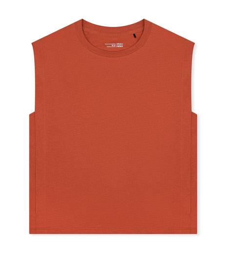 Schiesser pyjamashirt mix + relax sleeveless terracotta dames 183674-532 Schiesser haut de pyjama mix + relax sleeveless terracotta femmes